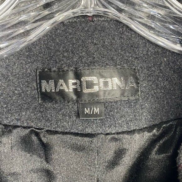 Marcona Wool Blend Coat Women’s M Charcoal Gray Y2K Classic Winter Plaid Collar - Picture 10 of 10